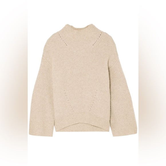Nili Lotan oatmeal beige Ronnie wool mock neck turtleneck sweater - Small - Picture 4 of 12